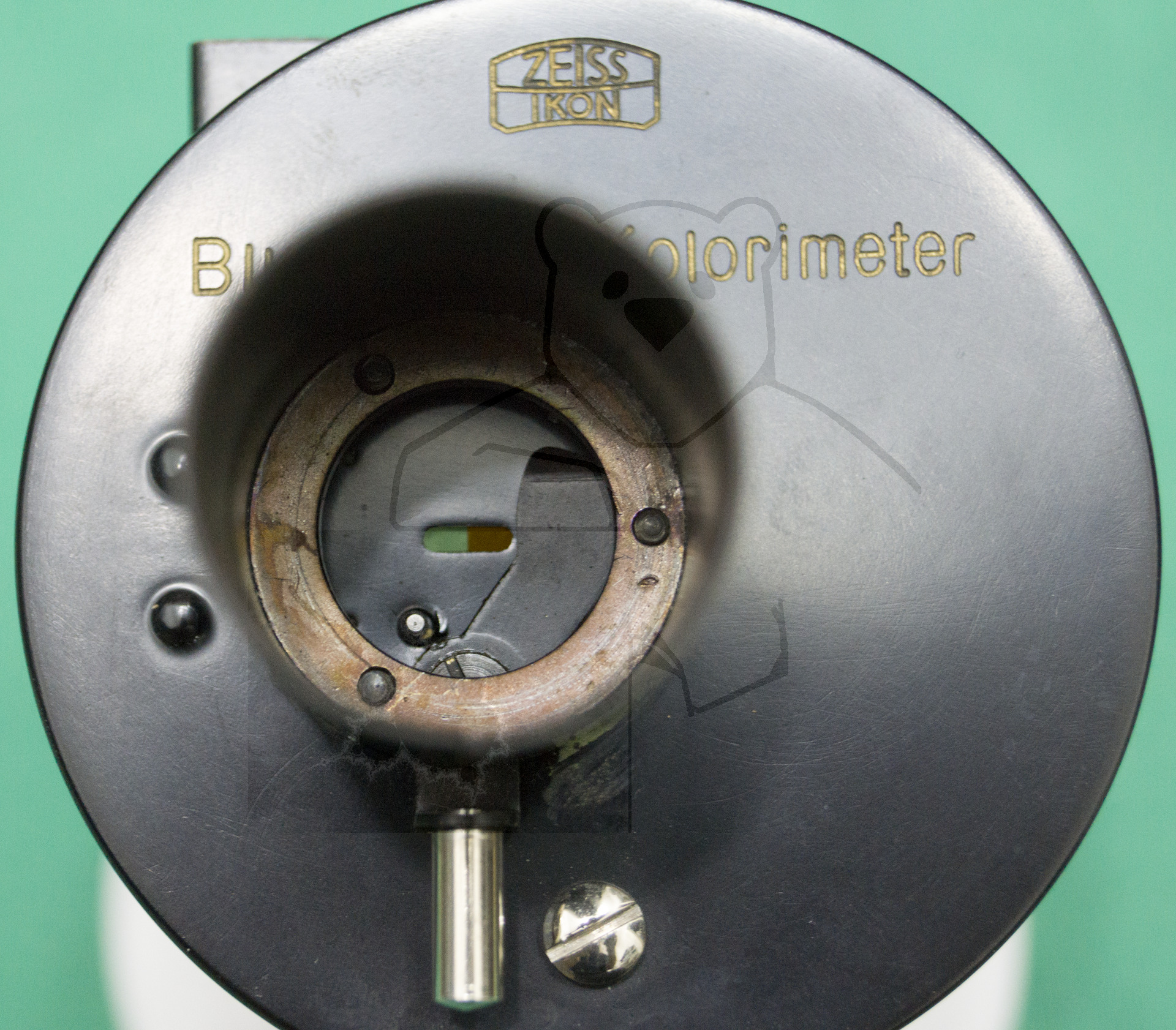 Blutzucker Kolorimeter, Blick auf die Mechanik, das Okular wurde entfernt